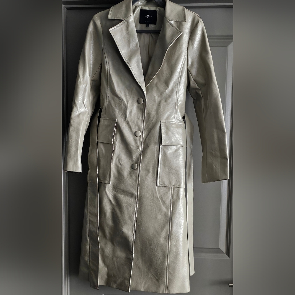 7 For All Mankind Faux leather tench coat - Taupe - Size (US) S